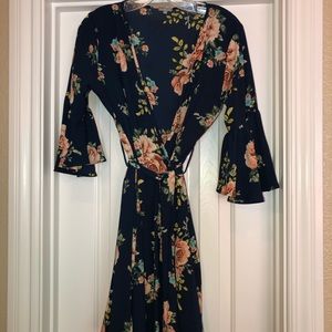 Floral Wrap Mini Dress.